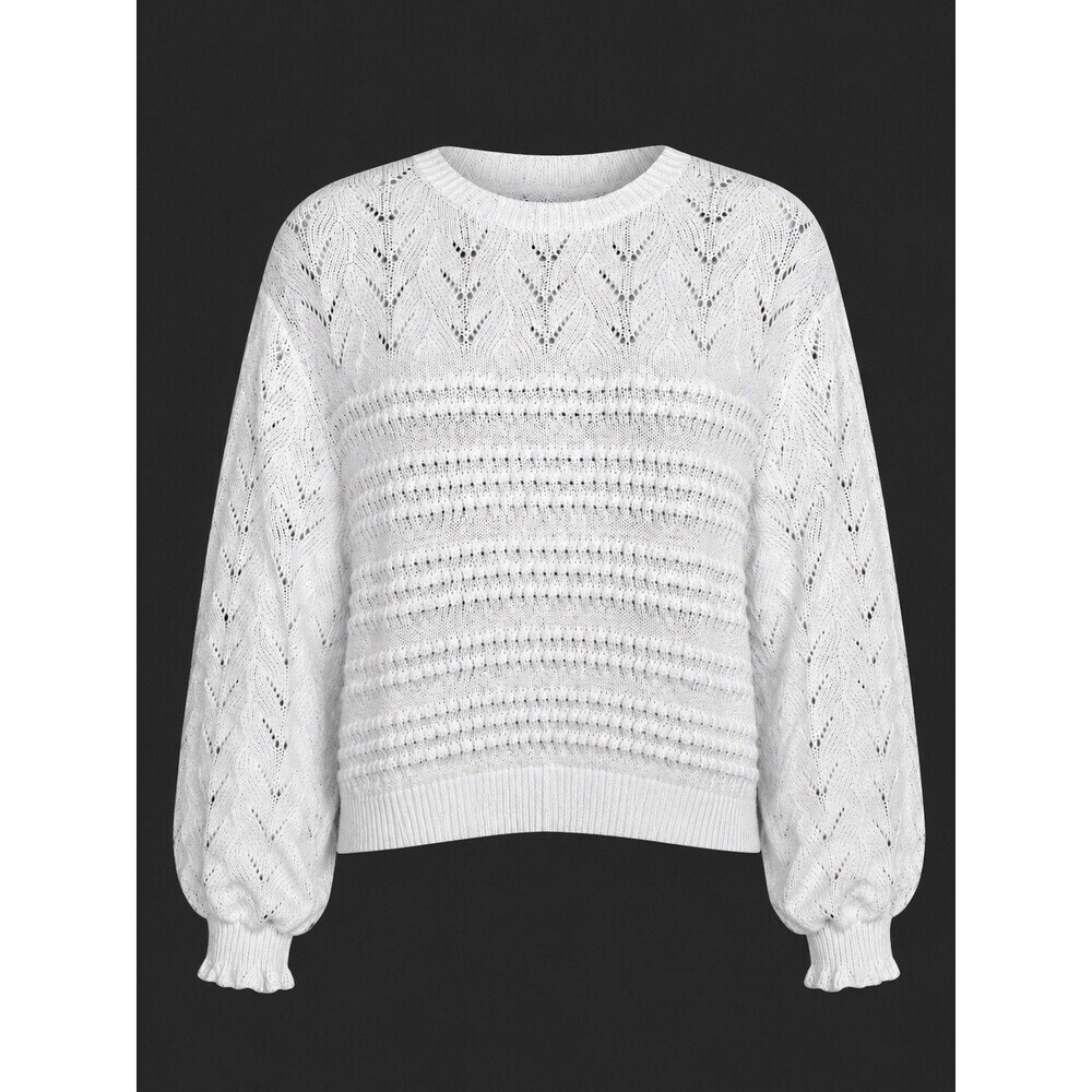 Lauren Conrad LC Ivory Pointelle Knit Sweater XL Balloon Sleeve Cozy Boho